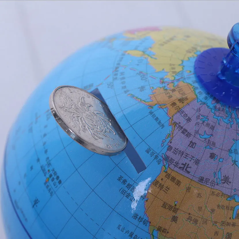 Plastic cartoon globe piggy bank piggy bank change coin students in kindergarten children's toys gift