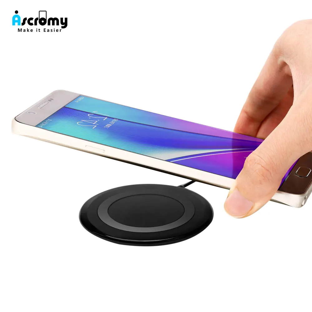Ascromy Ultra Thin Waterproof Mini Wireless Charging Pad Qi Wireless Fast Charging for Samsung