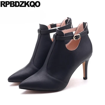 

High Heel Slip On 12 44 Suede 10 Stiletto Red Booties Fall Metal Genuine Leather Shoes Luxury Brand Women Quality Pointed Toe