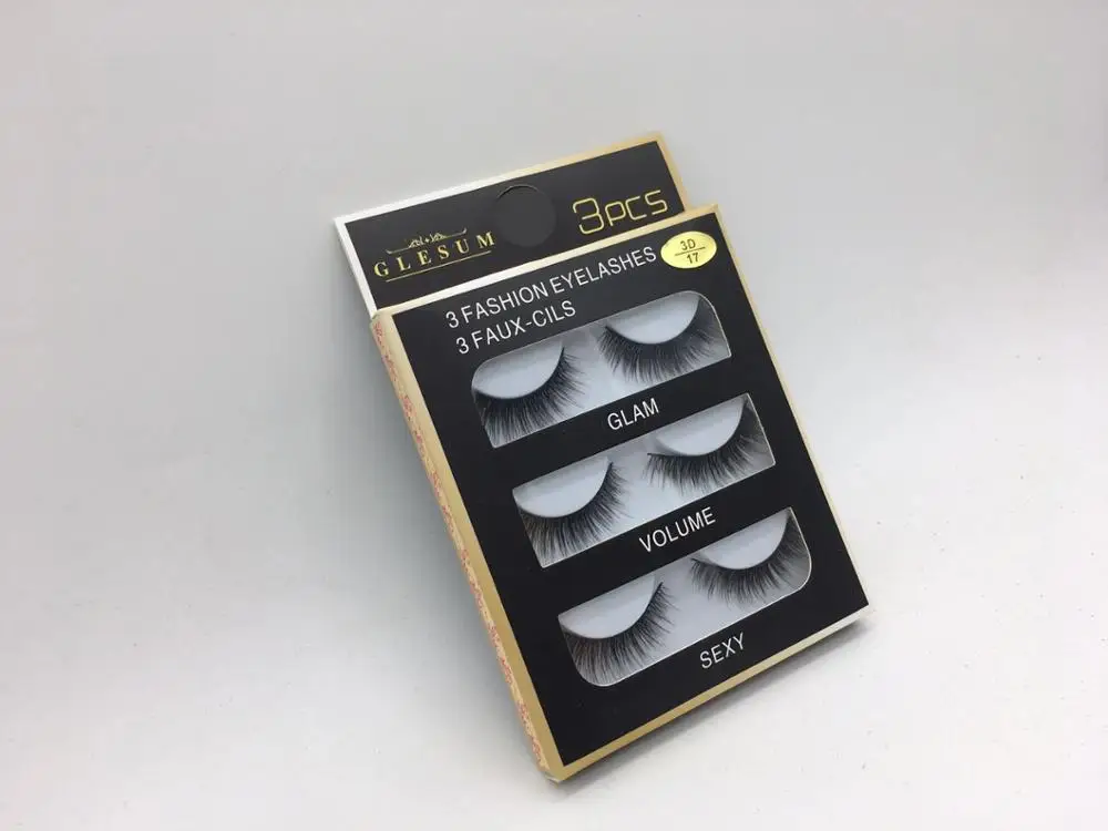 

Glesum 3 Pairs 3 Styles 3D Faux Mink Hair Soft False Eyelashes Fluffy Wispy Thick Lashes Handmade Soft Lashes