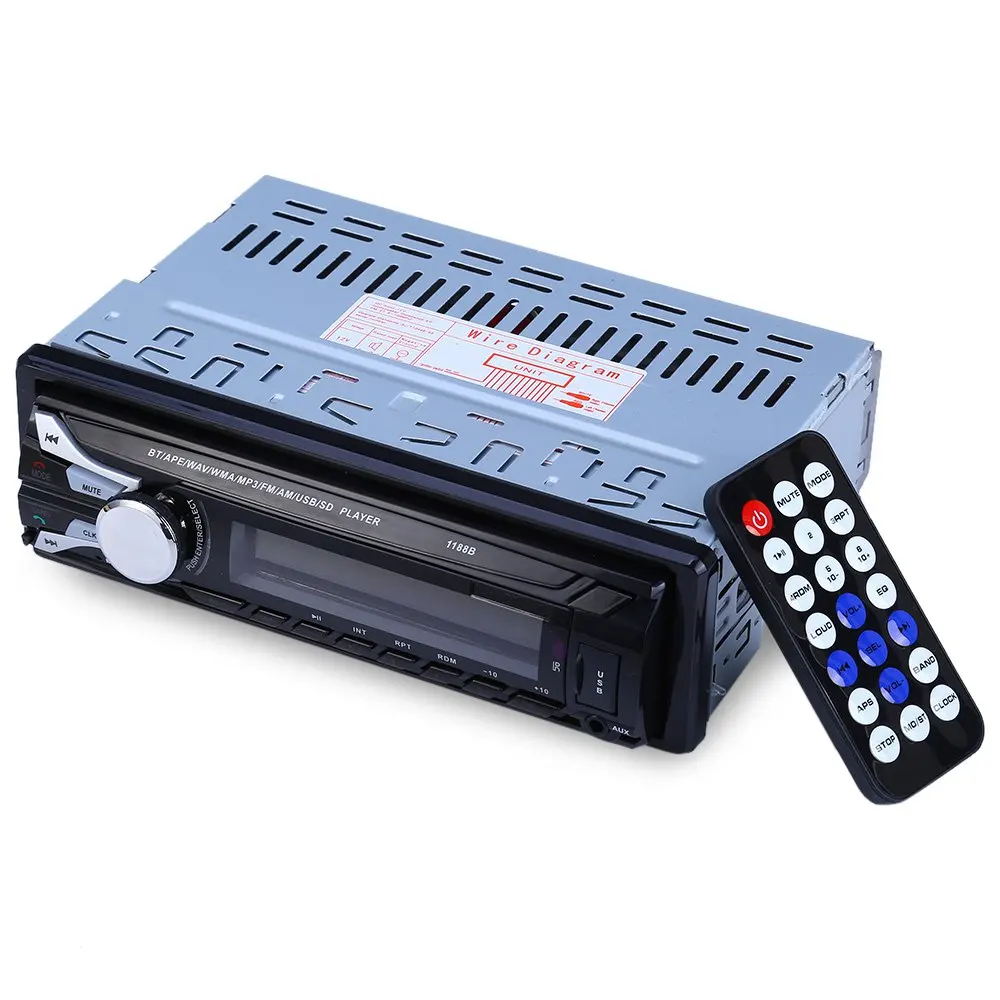 

1188B 12V Detachable Front Panel Car Audio Stereo FM Bluetooth V2.0 USB SD Mp3 Player AUX Mic Hands-free with Remote Control
