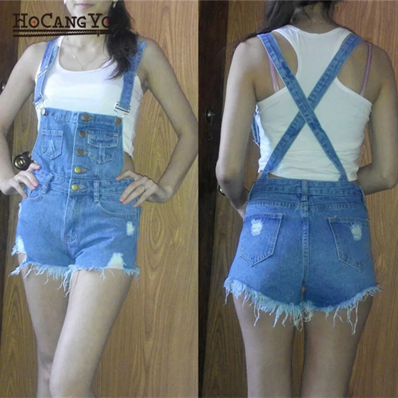 HCYO Denim Rompers Womens Jumpsuit Plus Size Casual Rompers for Women Sexy Bodysuit Hole Denim Playsuit Women Jumpsuit Rompers Jumpsuits and Playsuits