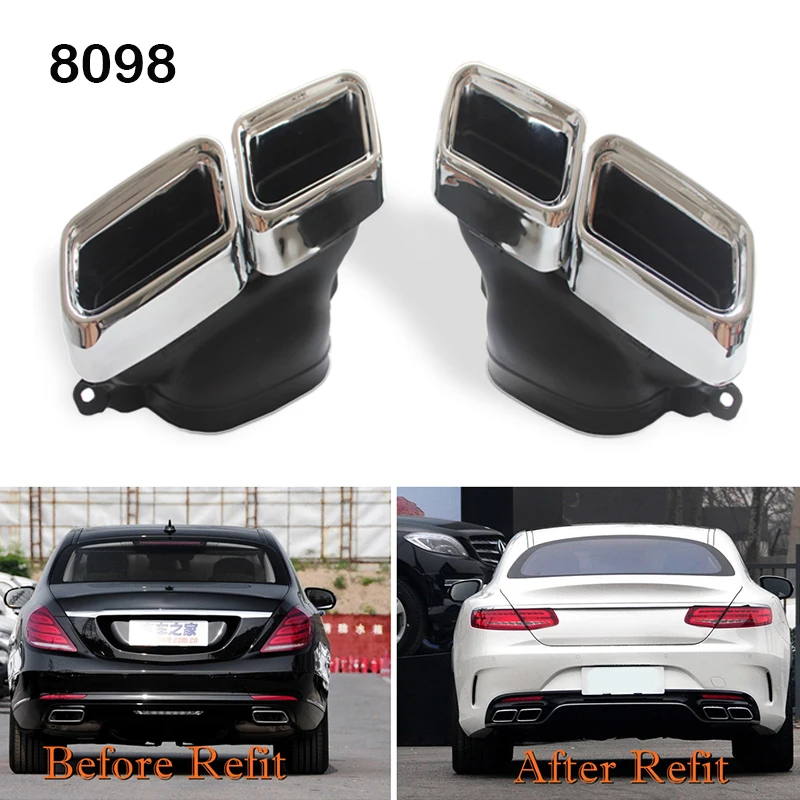 

2Pcs Original Stainless Steel Exhaust Pipe Mufflers For BENZ