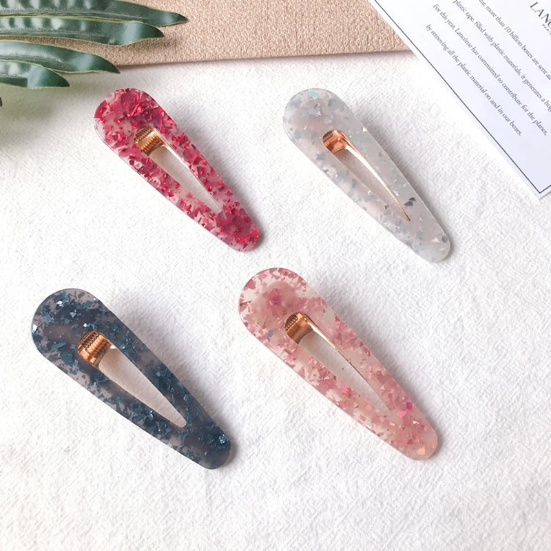 

SHUANGR Women Girls Acrylic Hollow Waterdrop Rectangle Hair Clips Tin Foil Sequins Hairpins Barrettes Headband Hair Accessories