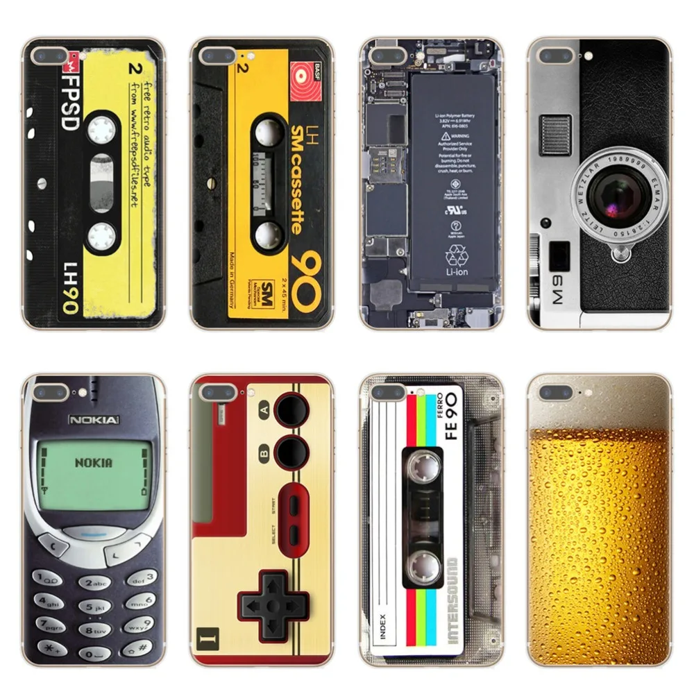 

Vintage Tape Camera Soft TPU Case for iPhone 7 8 Plus X XR XS Max 6 6S Plus 5S SE Gameboy Phone Battery Clear Silicone Cover