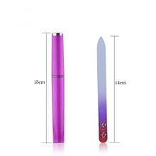 1 pieces Randomly diamond design styles Crystal Glass Nail File Czech Republic Style with 1 Faux Aluminum Hard Case