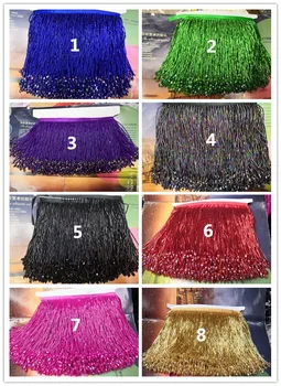 

8 colors option 5yards/bag ribbon beads tassel fringe sat-62707 for wedding dress/party decoration
