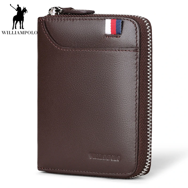 

Williampolo Cow Leather Men Short Wallet Casual Genuine Leather Zipper Purse Male Standard Card Holders Wallets For Men PL283