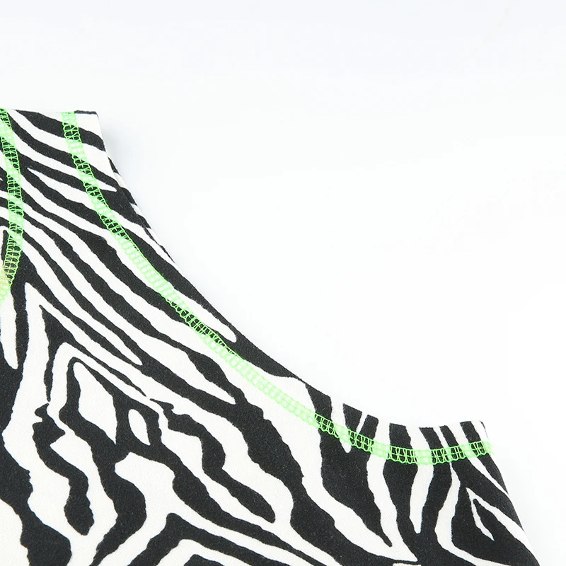 Weekeep/топ без рукавов с рисунком зебры, женская сексуальная укороченная летняя уличная кроп-топ, облегающие топы с круглым вырезом