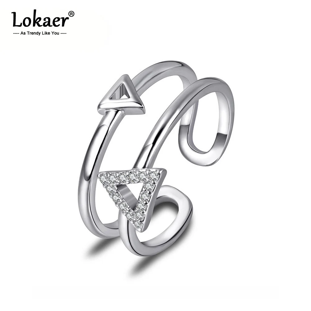 

Lokaer Fashion Design Geometric Triangle Open Girls Rings Pave Setting Rhinestone Anniversary Rings Jewelry For Women LR17176