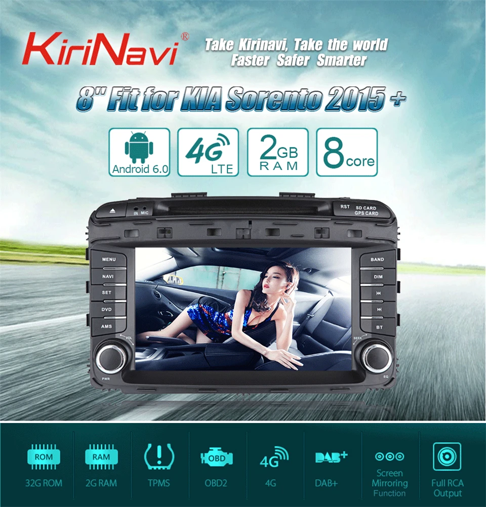 Flash Deal KiriNavi Octa core 4G LET android 7 car multimedia system for Kia Sorento head unit 2015 - 2017 support 4K Video 4G 0