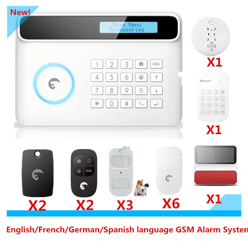 Free Shipping Etiger S4 GSM Alarm System Smart Home Burglar Security Alarm System with solar-powered Strobe Flash Siren Free Shipping Etiger S4 GSM Alarm System Smart Home Burglar Security Alarm System with solar-powered Strobe Flash Siren
