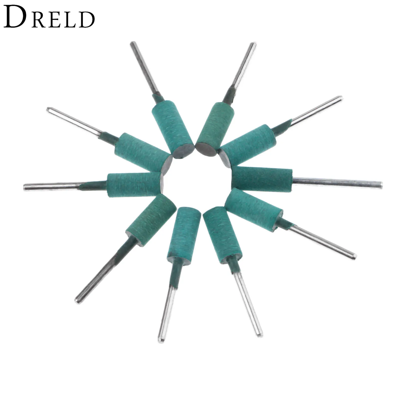 DRELD 10Pcs Dremel Accessories 8mm Cylindrical Rubber Grinding Head 3mm