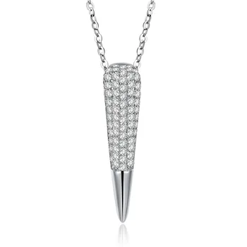 

Women Cubic Zircon Bullet Pendant Necklace White Gold Plated 925 Sterling Silver CZ Drop Necklace for Lady Love Festival Gift