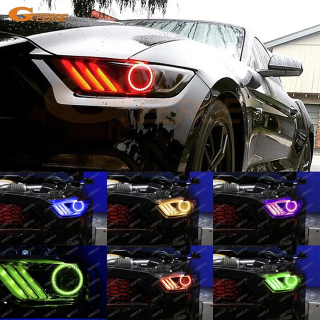 for ford mustang 2015 2016 headlight excellent angel eyes multi