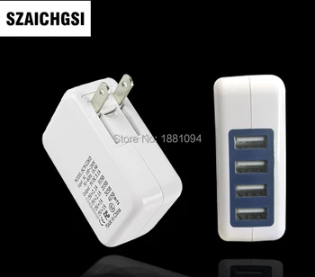 

SZAICHGSI 200pcs/lot 4 USB Port Micro USB Charger USB Adapter Travel Wall Charger for US/EU HUB EU Plug For Samsung For iPhone