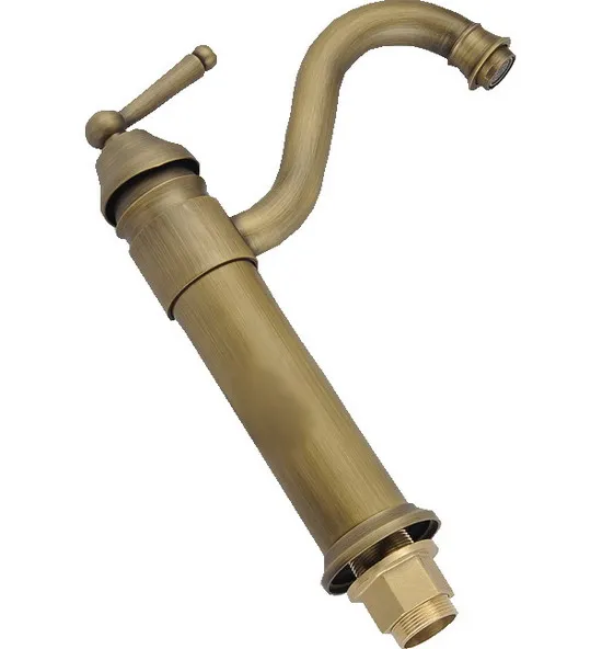 Antique Brass Gooseneck Single Handle Swivel Kitchen Bathroom Sink Basin Faucet Mixer Taps anf018