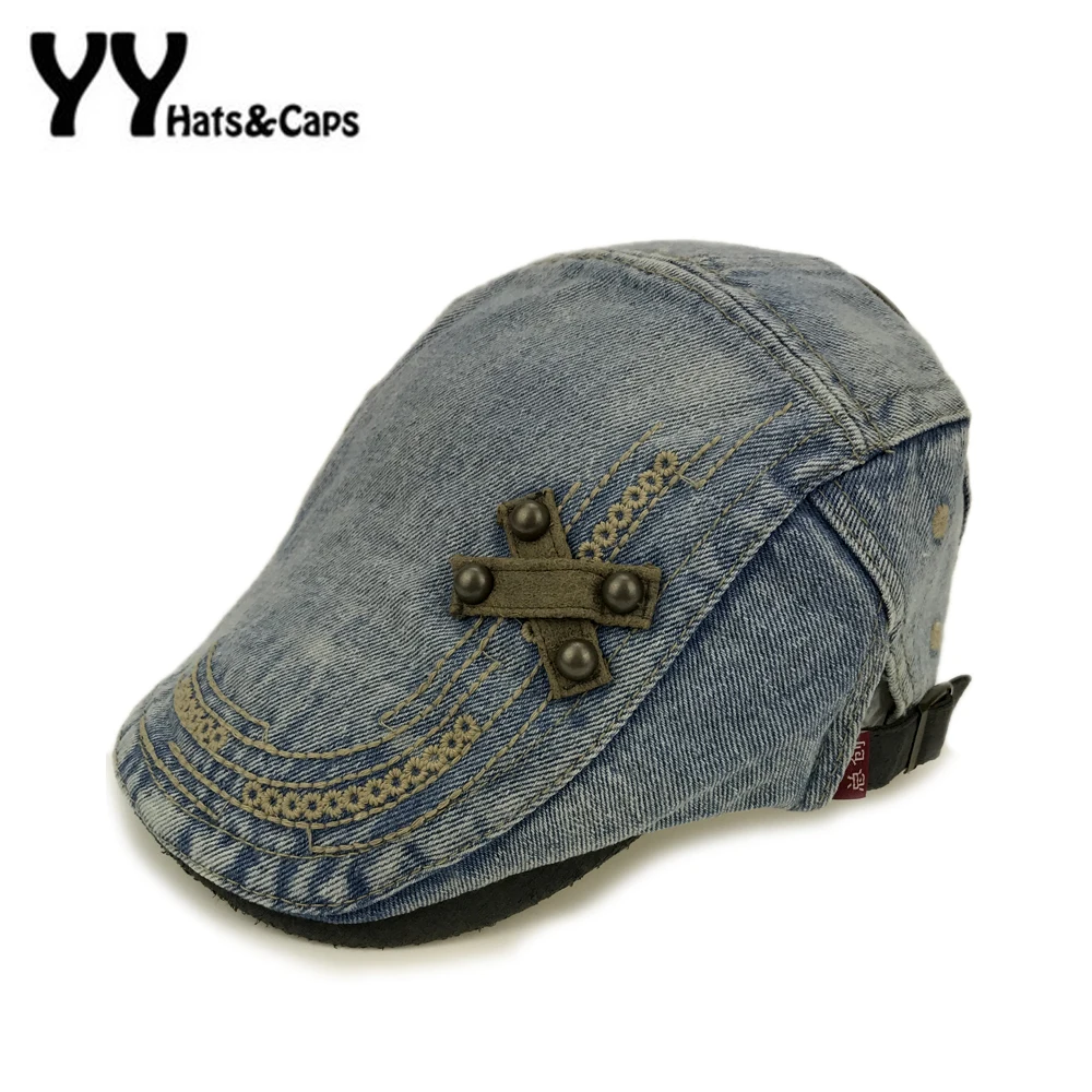 Fashion Jean Berets Hat Men Classic Denim Flat Caps Women Casual Peaked