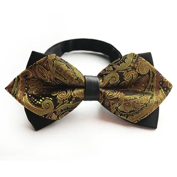 

Gold Paisley Flower Bow Tie Fashion Wedding Party Men Women Gravata-borboleta Cravat Polyester Bowtie Male Dress Shirt Gift