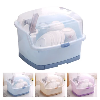 

Cupboard Kitchen Drain Dish Rack with Lid Place Plastic Spoon Plate Tableware Cutlery Storage Box Frame Kitchen Rack Shelf