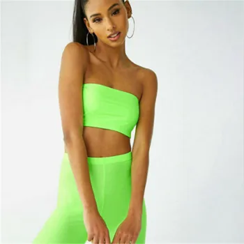 

Women Sport Set Fluorescent Green Shorts Tracksuits For Women Fitness Suits Strapless Bras Tops Sports Wear Sets Gym Clothes Set