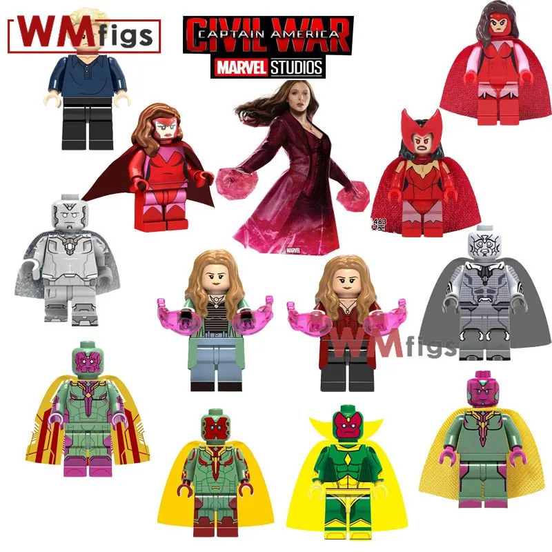 

50PCS/Lot Avenger Endgame Legoings Marvel The X-Men Vison Scarlet Witch Super Heroes Nick Fury Iron Man hulk thanos Kids Toys