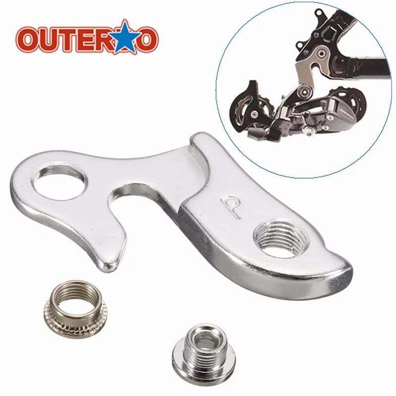 

OUTERDO 6.5x4.5x0.7cm Universal Alloy Cycling Rear Derailleur Hanger Hook Racing Bike Frame Gear Tail Hook With 2 Nuts Parts