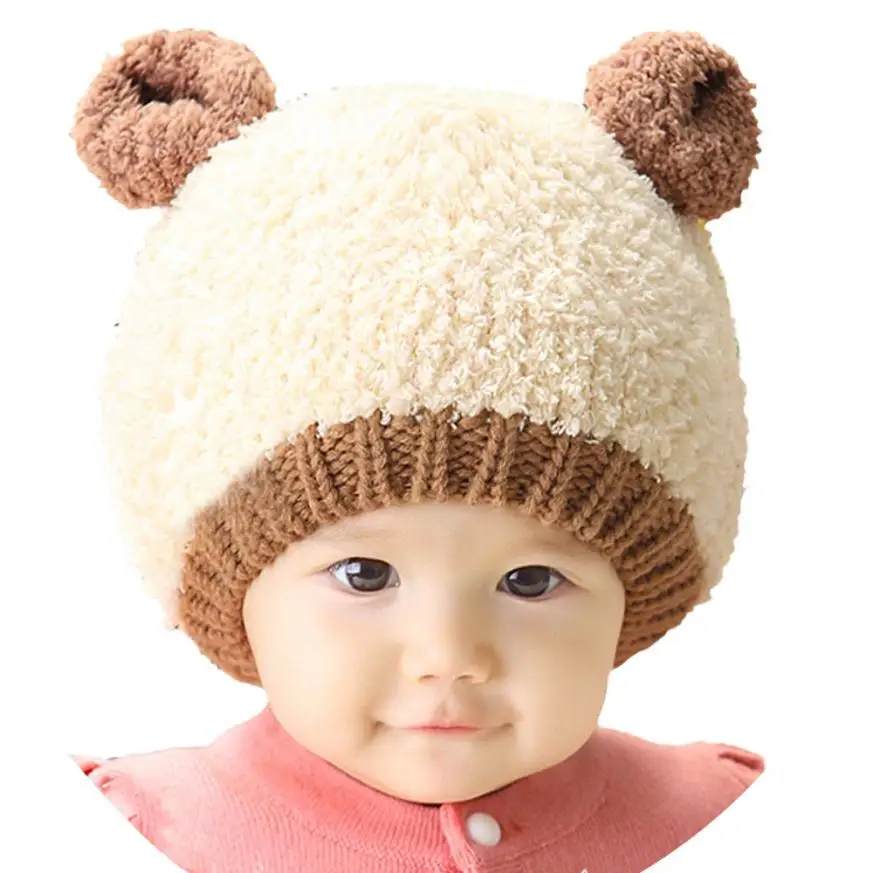 baby photography accessories Baby Boy Girl  Infant Winter Earflap Knitted Warm Cap Hat winter cap kids baby bonnet casquette