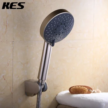 

KES LP501B Bathroom FIVE Function Handheld Shower Head with Extra Long Hose and Bracket Holder, Chrome/Brushed Nickel(LP501B-2)
