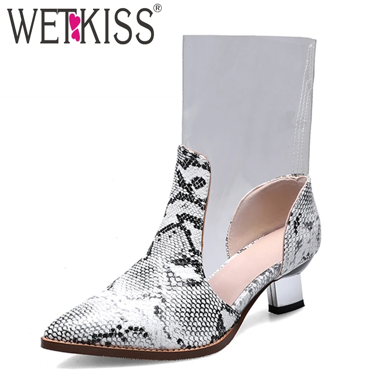 snakeskin boots low heel