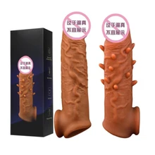 Enlargement Condoms For Men Reusable Penis Sleeve For Male Extender Dildo Enhancer Realistic Condom Intimate Goods 2017 soft realistic dildo penis sleeve condom penis enlargement increase simulation male penis extension sex toy for men