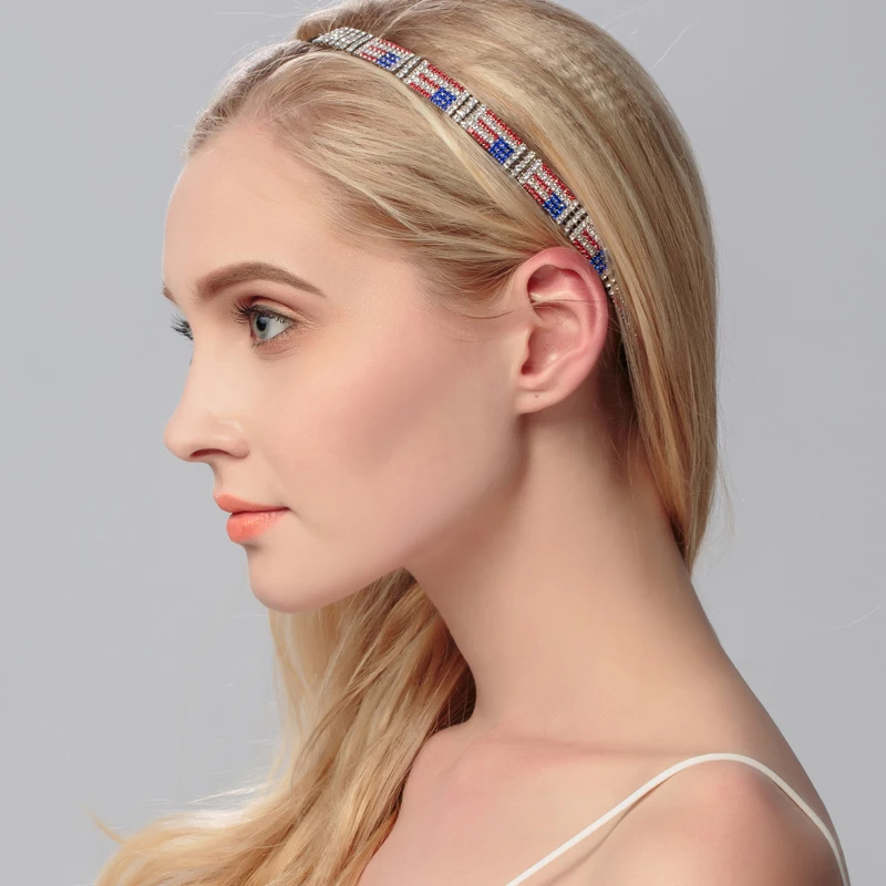 full crystal the Star Spangled Banner women elastic headbands unique