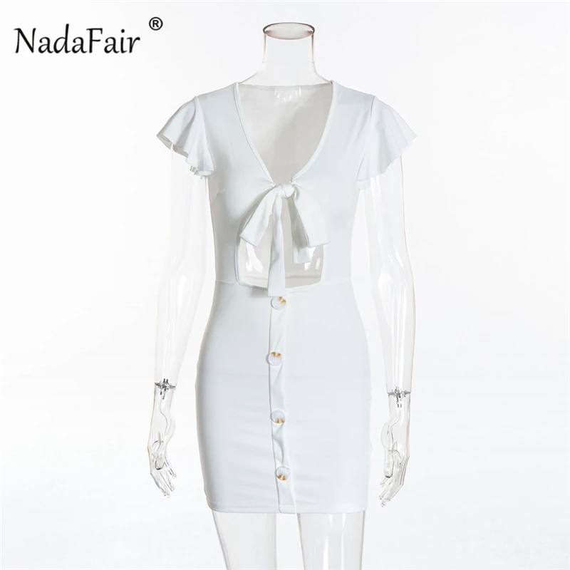 V neck hollow out lace up sexy dress18_