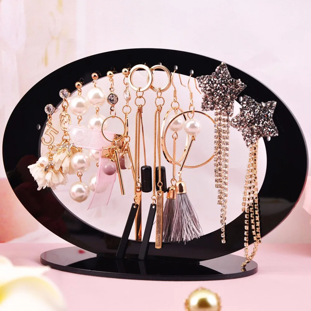 

JAVRICK Jewelry Display Rack Acrylic Oval Shaped Earrings Organizer Holder Stand Storage