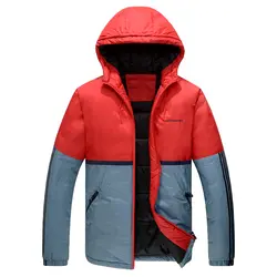 Для мужчин зимняя куртка Повседневное Hoodied качество большие размеры Хлопок сращивания подкладка Большие размеры парка Для мужчин верхняя