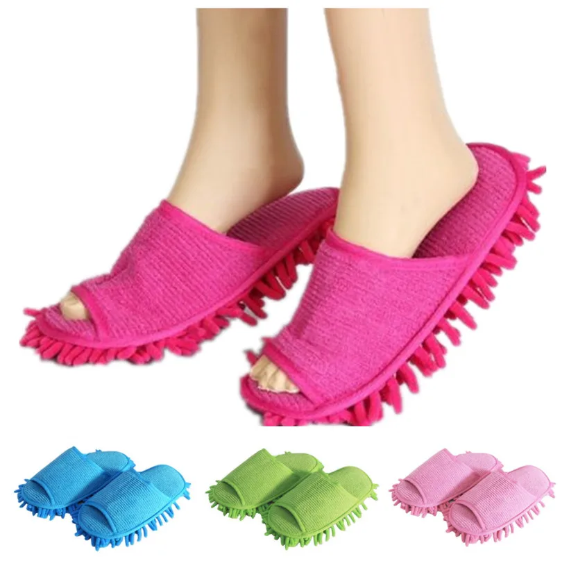 2pc/set Lazy Cleaning Foot Cleaner Shoe Mop Slipper Microfiber Soft