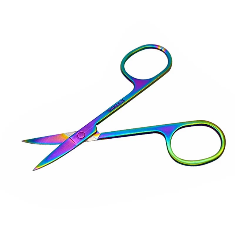 Colorful Titanium Eyebrow Scissors Makeup Trimmer Facial Hair Remover Manicure Scissor Nail Cuticle Tool | Красота и здоровье