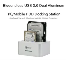 Aluminum Dual 2-bay USB3.0 To 6TB Sata External Portable HDD Box 2.5inch 3.5inch HDD Enclosures For Sata HDD Up To 6TB