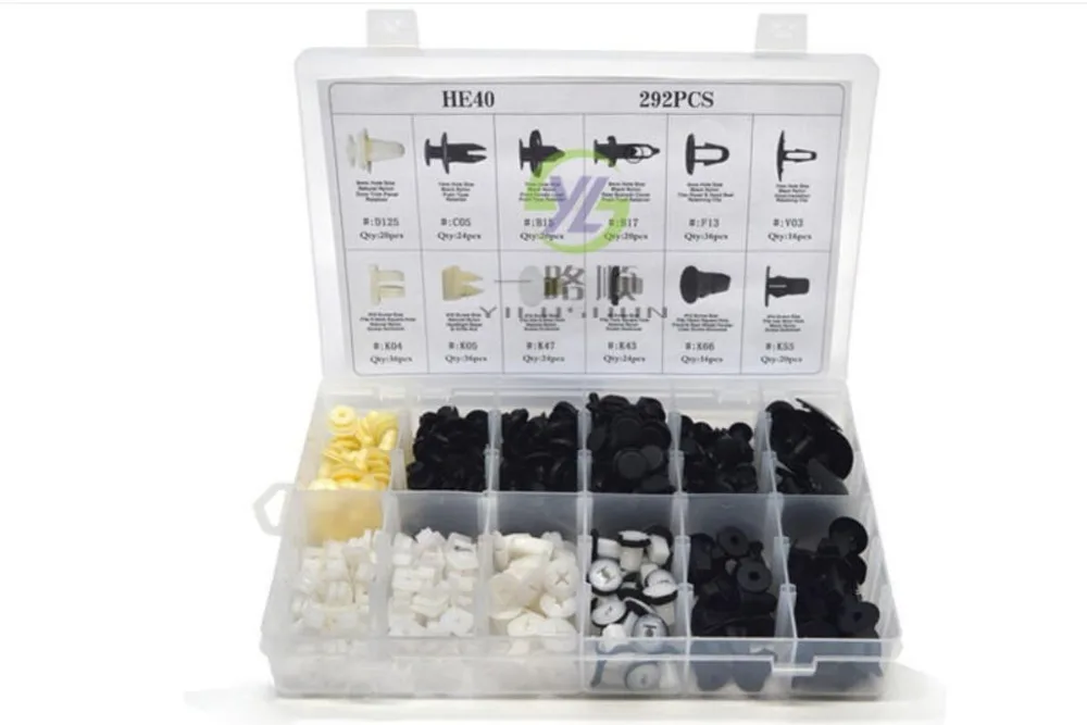 292pc mixed fastener Интерьер автомобиля толчок автомобильный фиксатор штифт заклепка отделка Зажим литье ассортимент 292 шт 12 различных размеров для Toyota Mazda - Название цвета: 292pc mixed fastener