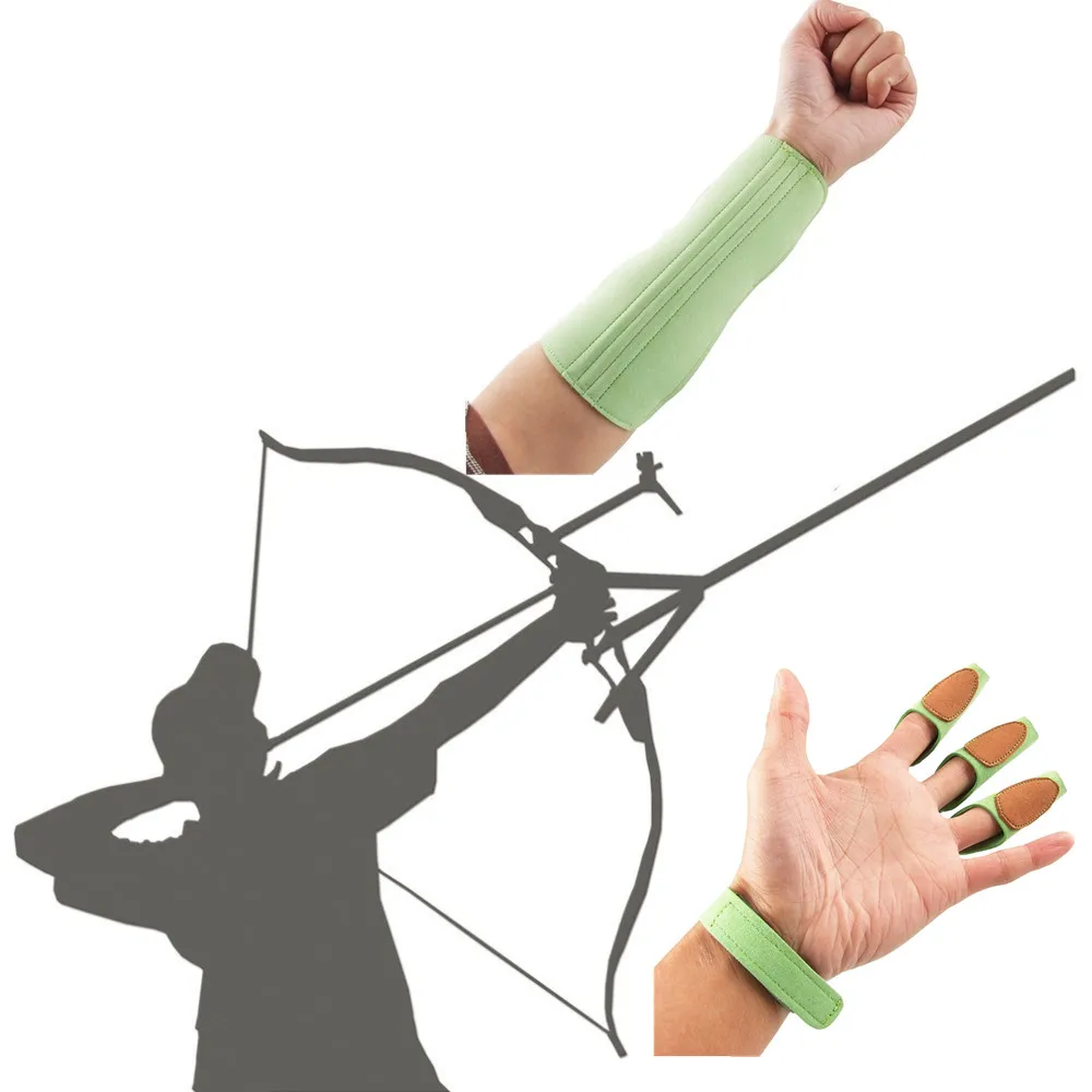 

3 Finger Protective Glove & 3 Straps Arm Guard & Finger Comfortable Archery Protector for Recurve Bows Hunting Finger Arm Hand