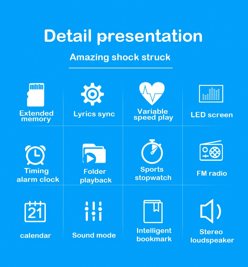 ShareE zone G9 MP3 Player Build in Speaker MP3 music player fm radio walkman Photo Viewer 8GB Memory Voice Recorder Players (5)