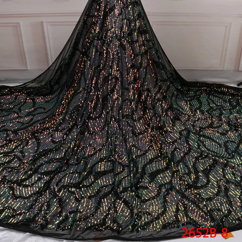 

Latest African Lace Fabric 2019 High Quality Tulle Lace Fabric Sequins Embroidery African French Party Lace Fabric 2652b