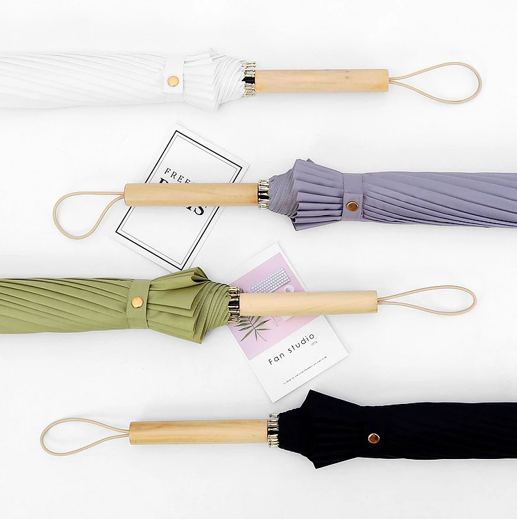 Только Jime Зонт с длинной ручкой Модные женские двойные большие Зонты трость высокое качество ветрозащитные деревянные ручки Зонты