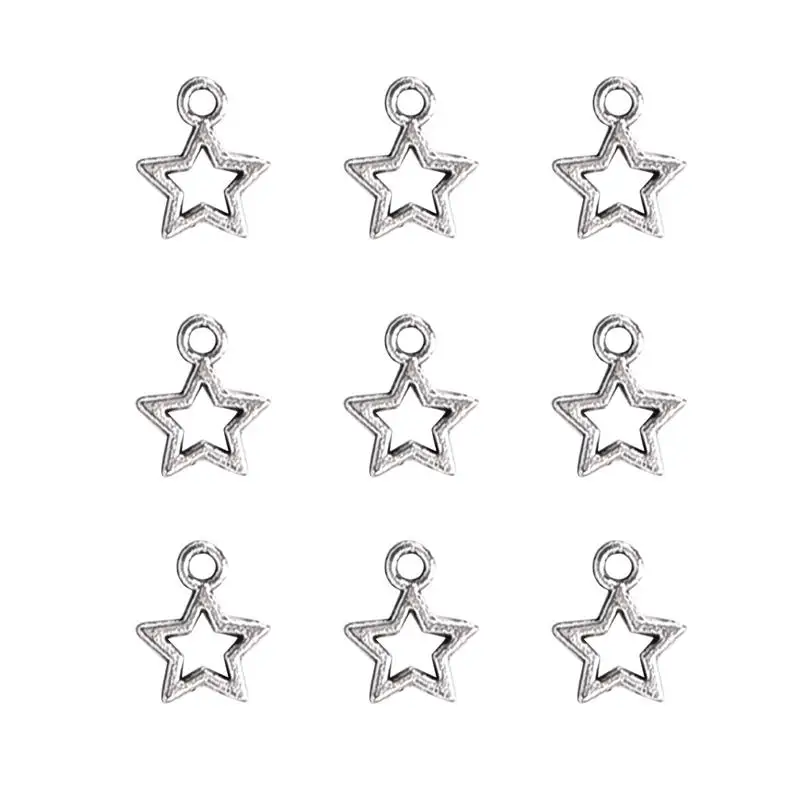 

100Pcs/lot Stars Pendants Fits Earrings/Necklace/Bracelet Jewelry Accessories Wholesale Tibet Silver Color Jewelry Findings