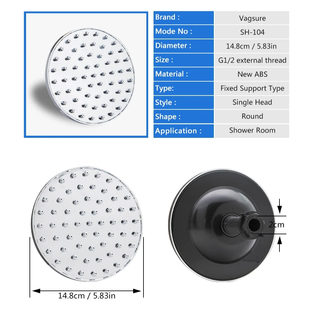 Günstige 1 stücke Runde 14,8 cm 5,83 zoll Verchromte ABS Regenwasserspar Dusche Dach Kopf Bad Dusche Kabine Sprayer düse Zubehör