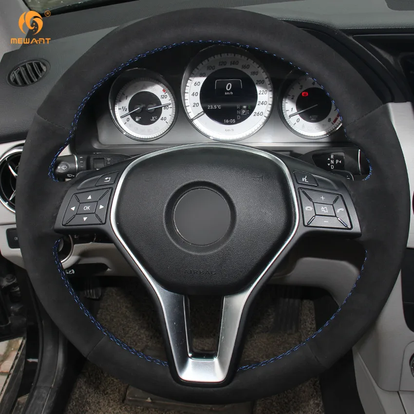 Чехол на руль MEWANT из черной замши для Mercedes Benz A Class 2013 2015 B 2011 2014 CLA C 2013|steering wheel cover|suede