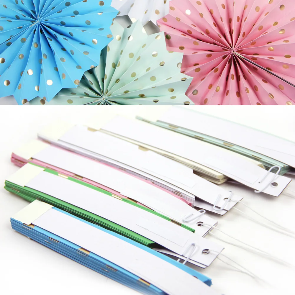 gold poil polka dot paper fan (3)