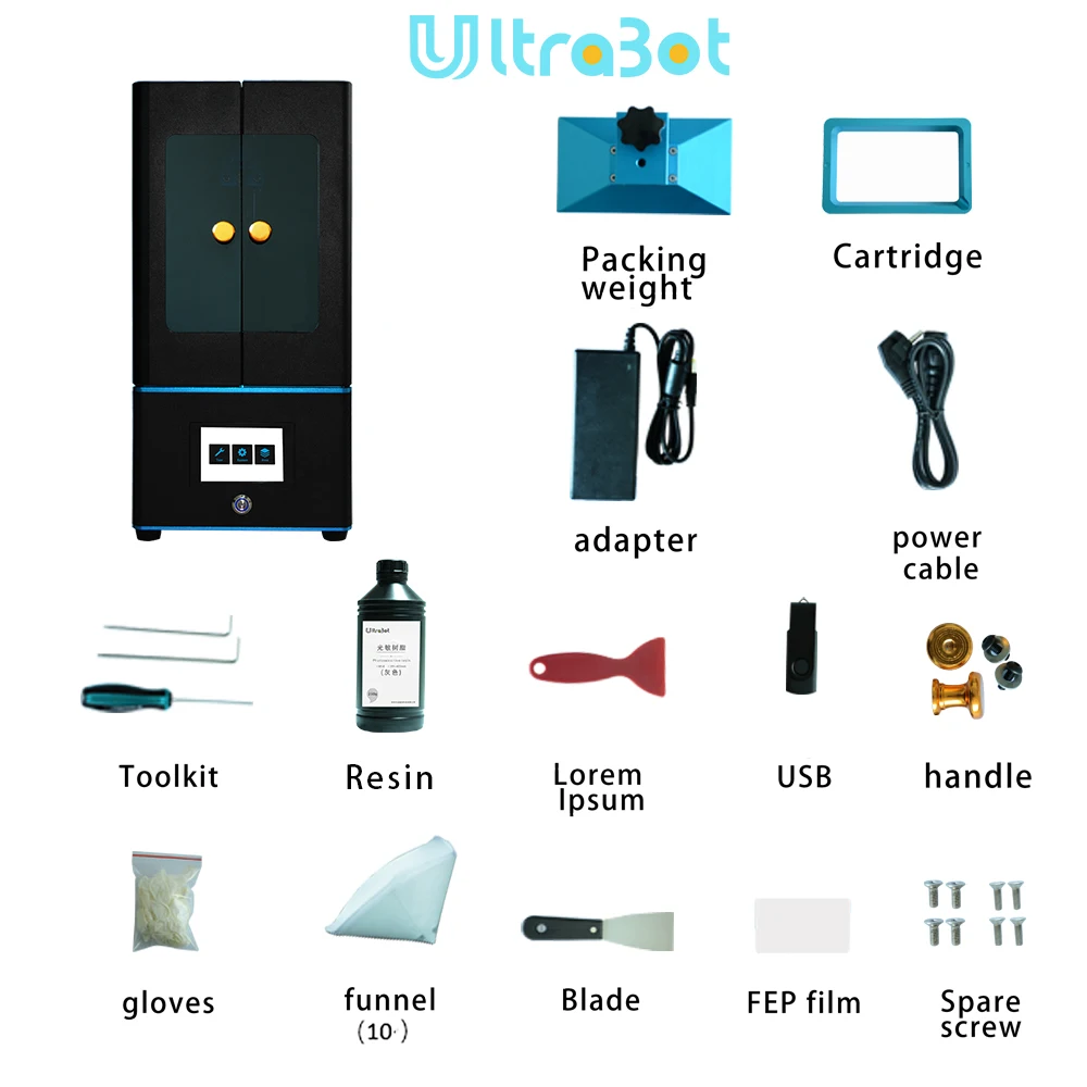 

Ultrabot 2019 New LCD/DLP 3d printer UV resin Light-CureUV curing technology with 3.5 inch touch screen