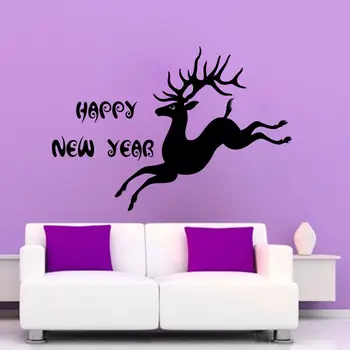 

Wall Decals Happy New Year Christmas Deer Vinyl Sticker Nursery Wall Decor