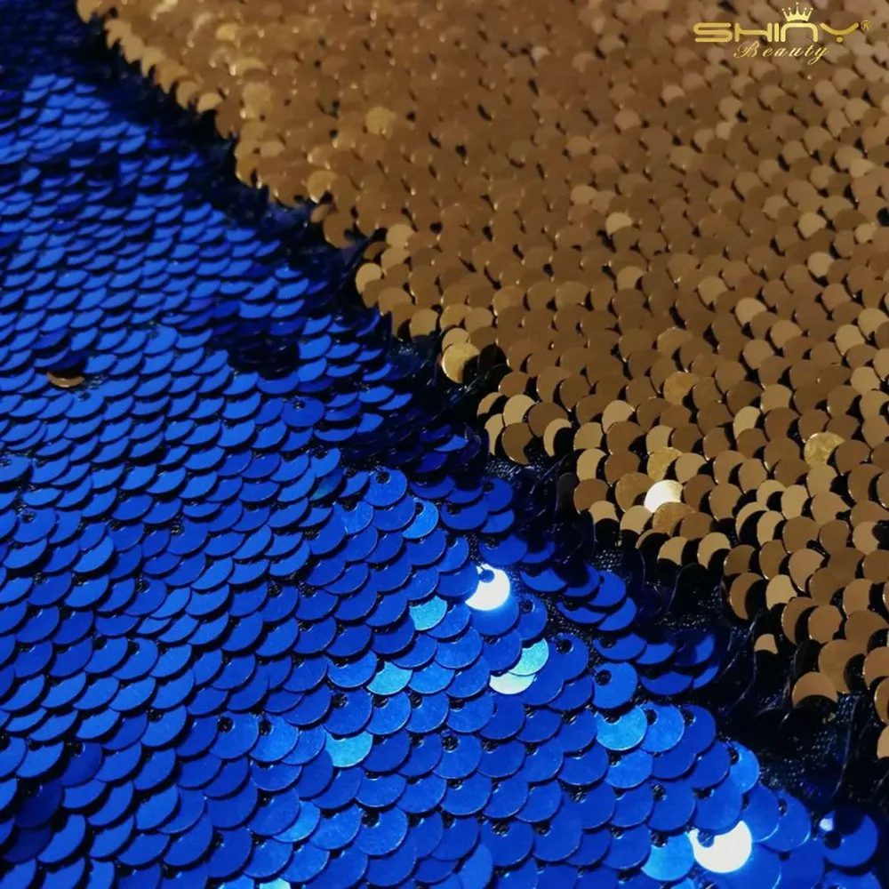 

2FTX3FT 5mm sequin Backdrop Curtain 2pcs, Royal Blue to Orange Mermaid Fish Scale Sequin Fabric Wedding Decoration-60X90CM-C0508